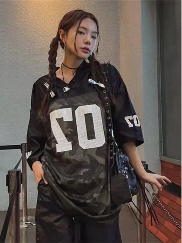 

Женская футболка с коротким рукавом в стиле ретро хип-хоп 2025 M камуфляжный