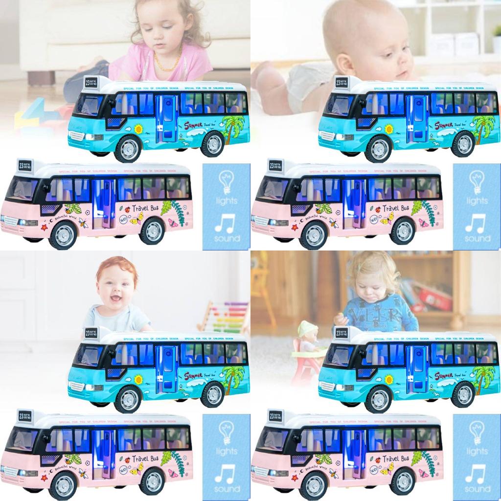 Vibrant Plastic Inertia Bus Toy With Flashing Lights And Music For Boys And Girls
