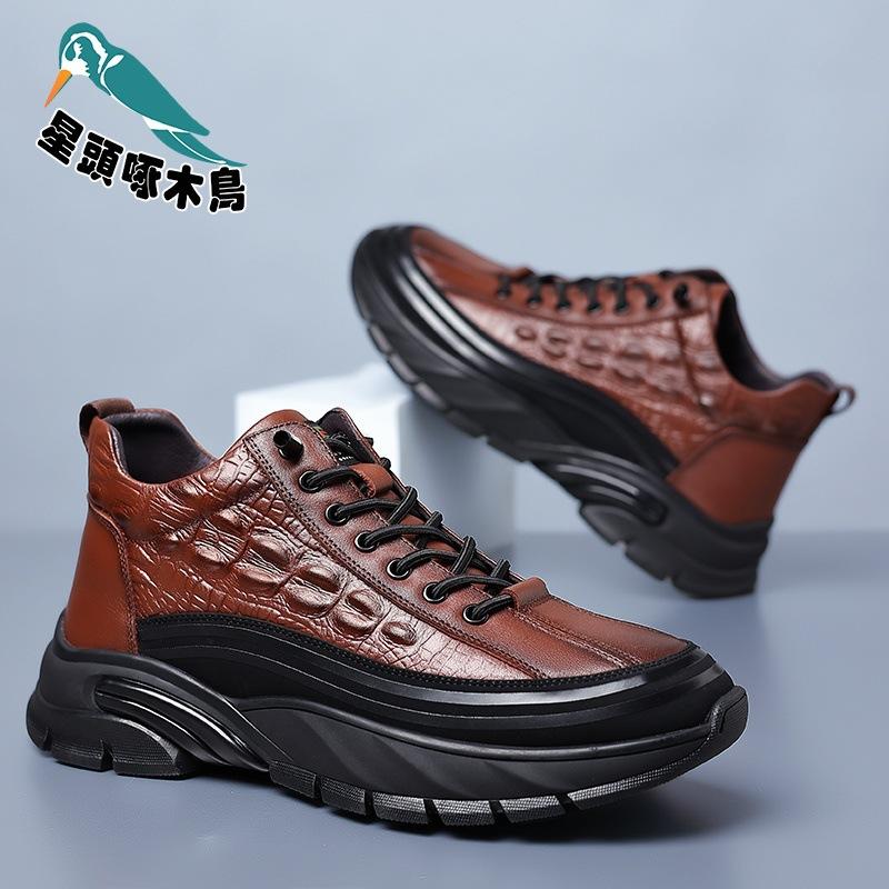 

Мужская обувь новая ретро мужская кожаная обувь с узором крокодила мужская обувь удобная текстура обувь на платформе 44