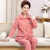 Women's Quilted Pajamas: Long Sleeve, Thick Air Cotton Set for Middle-Aged & Elderly - Autumn/Winter Cozy Wear