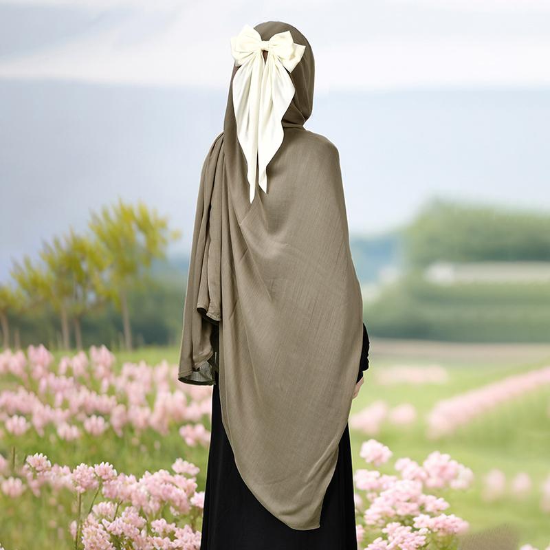 Modal Hijab With Bow Rayon Cotton Shawls Muslim Hijabs For Women Plain Scarf Big Size Headscarf Islamic Turban Headband 190*85cm