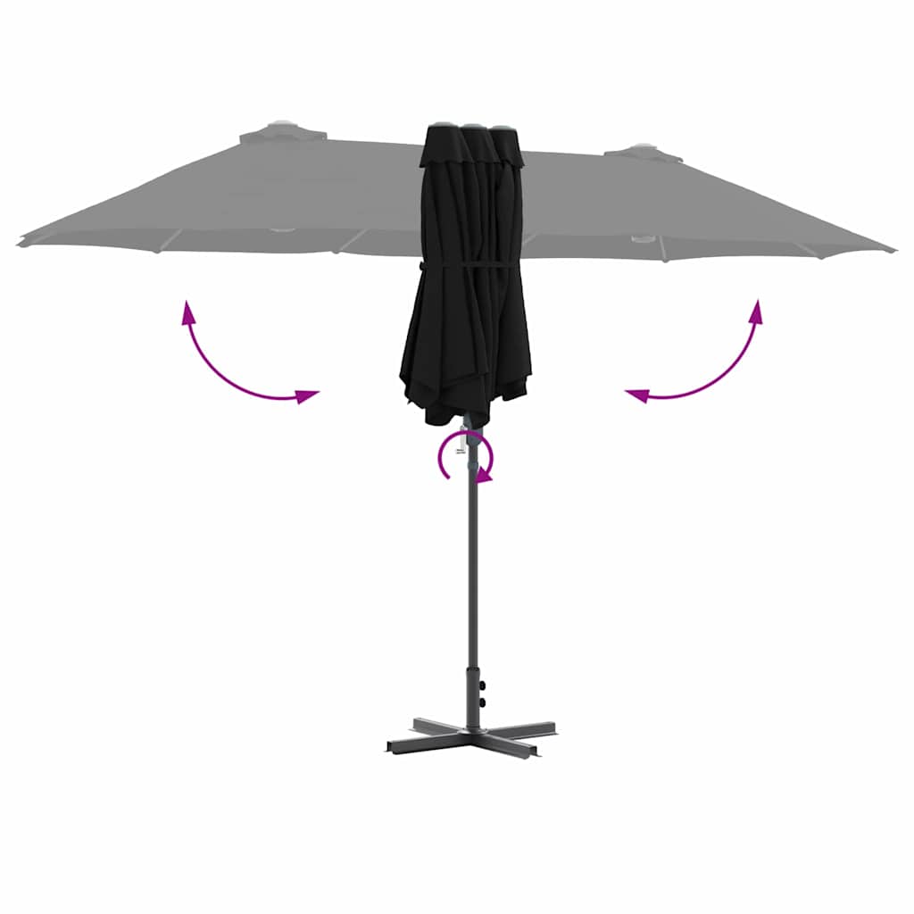 Garden Sun Umbrella Black 370 X 197 X 239 Cm