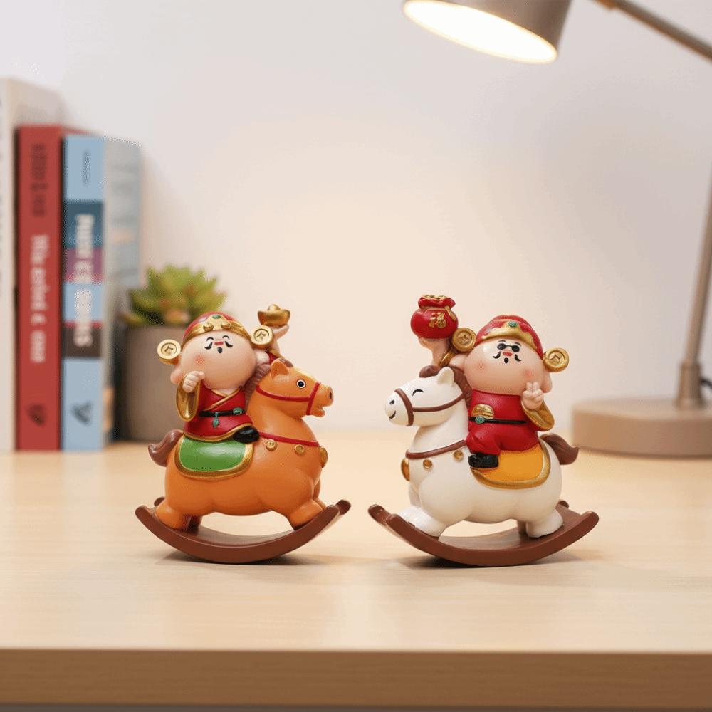 Resin 2026 Horse Year Figurines Year of The Horse Horse Statue God of Wealth Figurine  Car