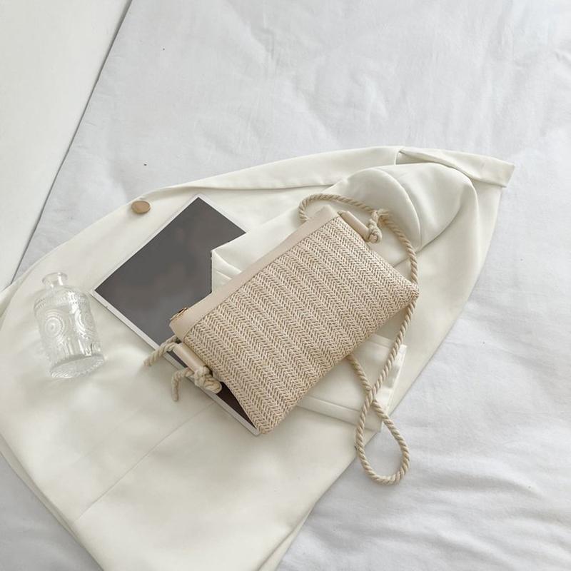 Fashi Woven Straw Bag Handmade Rattan Crossbody Handbags Knit Summer Beach Small Purse Women Shoulder Messenger Bags