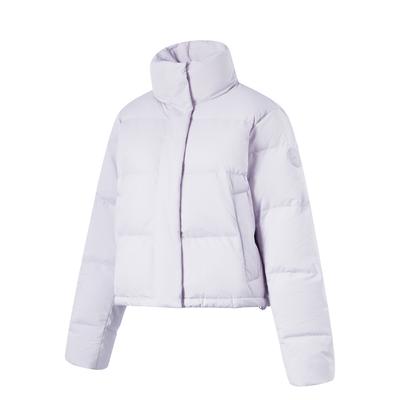 Li Ning Vodotěsná Jednobarevná Bunda na Zip se Stojáčkem Pohodlná Všestranná Outdoorová Ležérní Krátká Zimní Péřová Bunda Dámská Bunda AYMU102-3