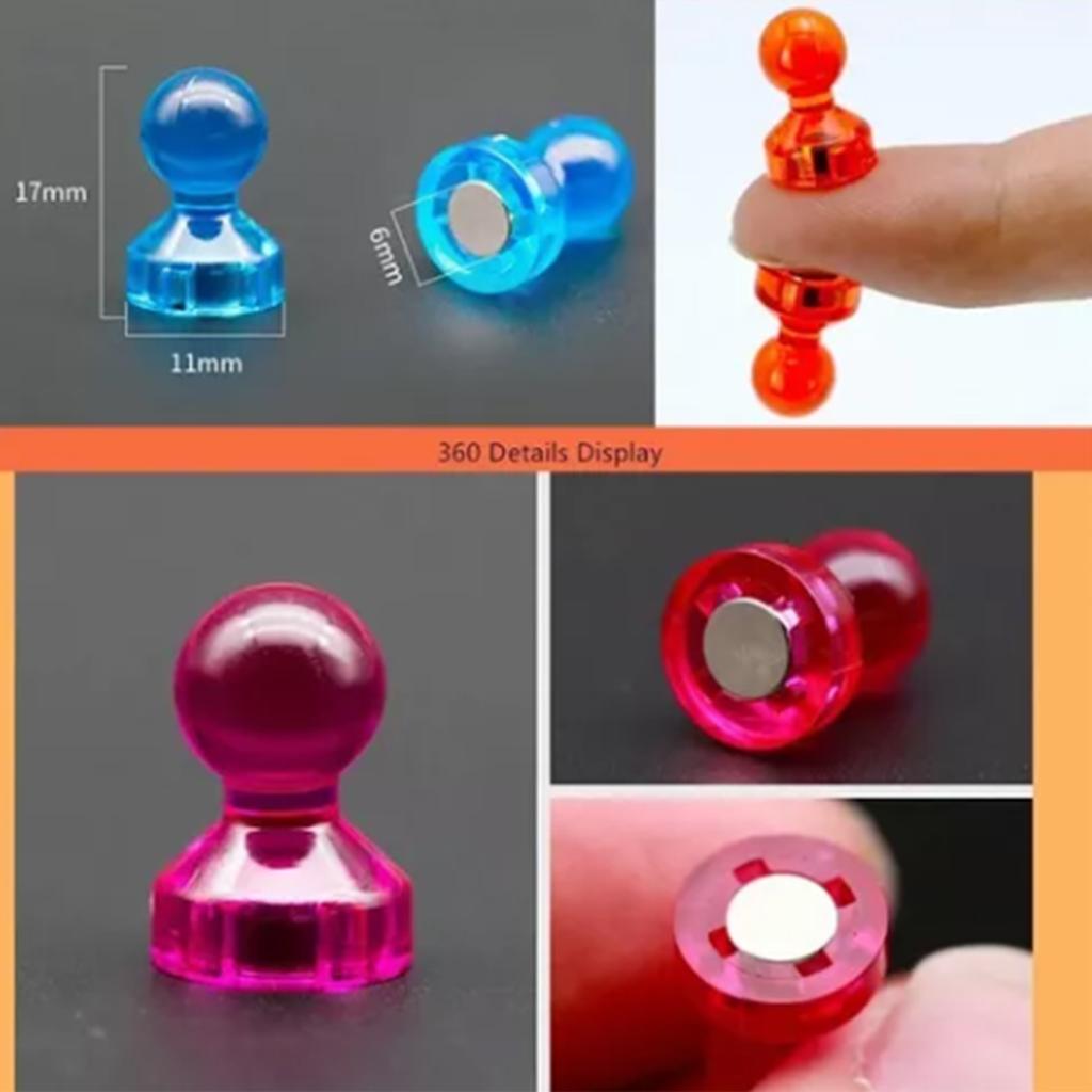 40 Peças Ímãs de Quadro Branco Cores Sortidas Acrílico Resistente Multiuso Alfinetes Magnéticos para Escritório