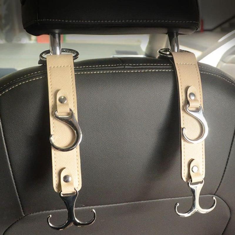 Car Hook for Headrest, Car Seats Back Storage Hook for Headrest, Headrest Leather Hook for Purses and Bags
