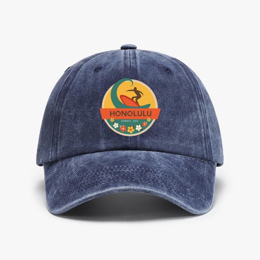 Vintage Distressed Washed Headwear Baseball Cap Surfing Honolulu Hawaii USA Flag hat Unisex Adjustable hats
