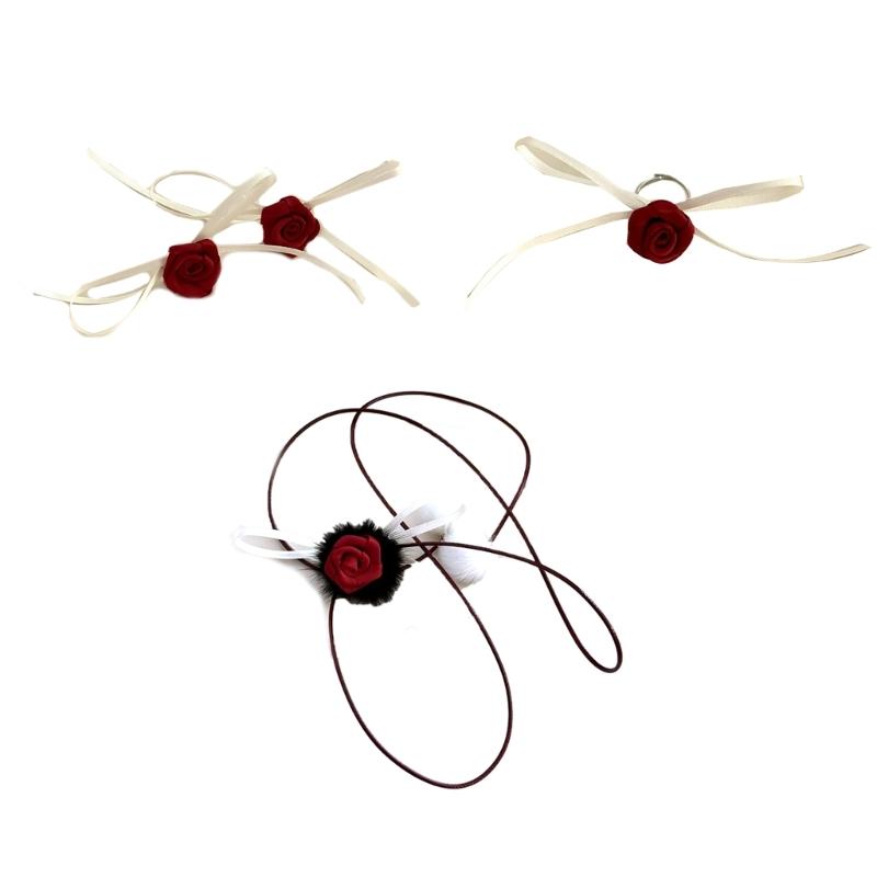 Rosen-Anhänger Halskette/Ringe/Ohrringe Simulationsblume Schlüsselbein-Kette Accessoire Stilvolles Blüten-Ornament für den täglichen Gebrauch