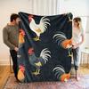 Chicken-Themed Flannel Blanket - Soft, Breathable Polyester with Vibrant Rooster & Hen Design, Perfect for All Seasons,