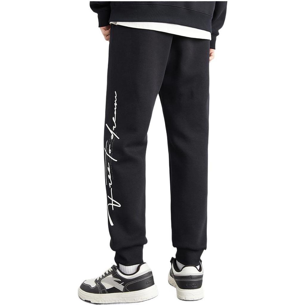 Anta Basketball Series Letter Print Knit Jogger Pants Men Bottoms Black 152311317-3