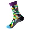 Hundreds Fashion Business Men 100% Cotton Happy Lattice Socks Unisex Boys Combed Hip Hop Street Skateboard Funny High Sox Set