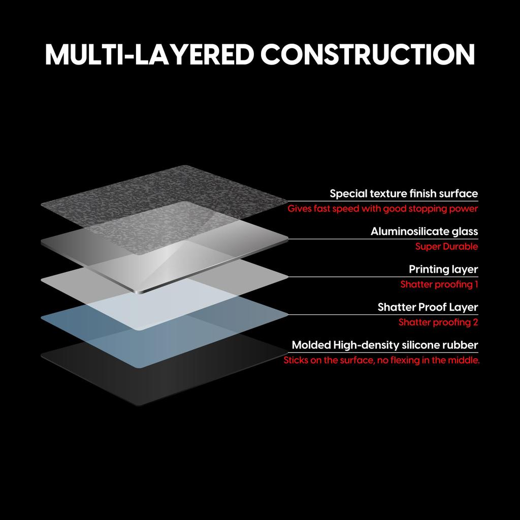 Pulsar Gaming Gears eSports Gaming Mouse Pad Superglide2 Glass Mousepad 49cm x 42cm Anti-Slip (XL, Black)