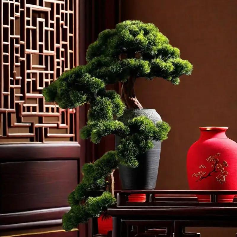 Artificial Cliff Cypress Welcome Pine Bonsai Plant Office Green Plant False Tree Decoration Hotel Soft Installation Landscape