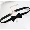 Belle Girl Style Sweet Accessory, Burgundy Necklace, Black Velvet with Collar, Choker Collarbone Chain, Necklace