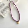 Colorful Acrylic Beads Heart Choker Necklace Bohemian Simple Love Charm Statement Short Necklaces Clavicle Chain Jewelry