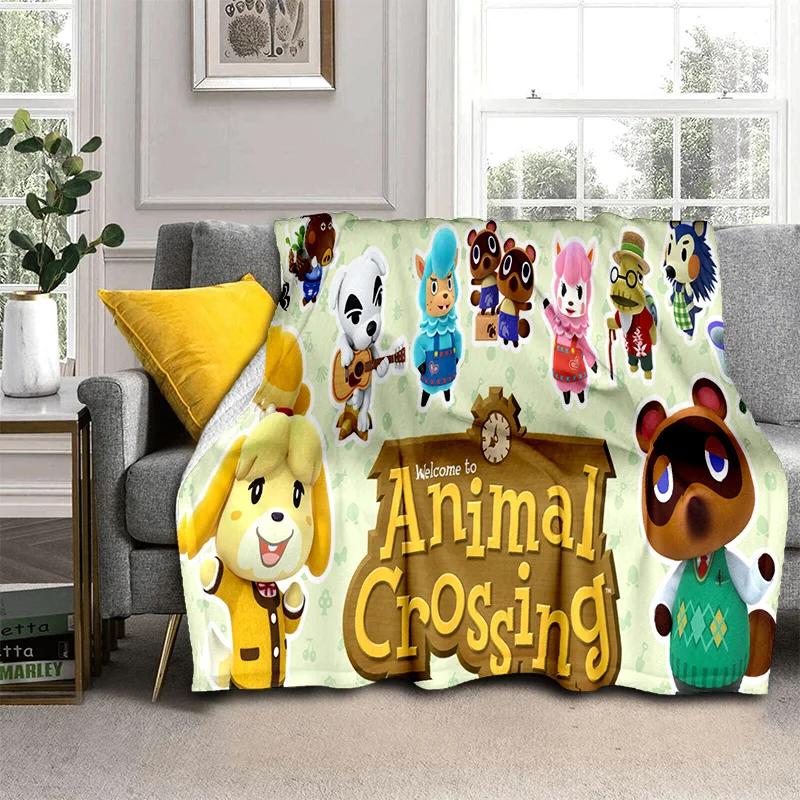 Cartoon Animal Crossing New Horizons Soft Plush Blanket,Flannel Blanket Throw Blanket for Living Room Bedroom Sofa Cover Child