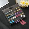 New Fashion Jewelry Earrings Set 10 Pairs of Square Imitation Zircon Stud Earrings Peach Heart Diamond January Earrings