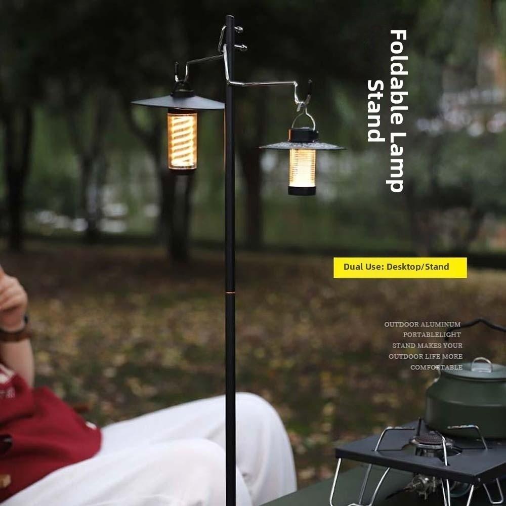 Polyester Folding Lamp Stand Adjustable Portable Lantern Holder Camping Lamp Rod Travel