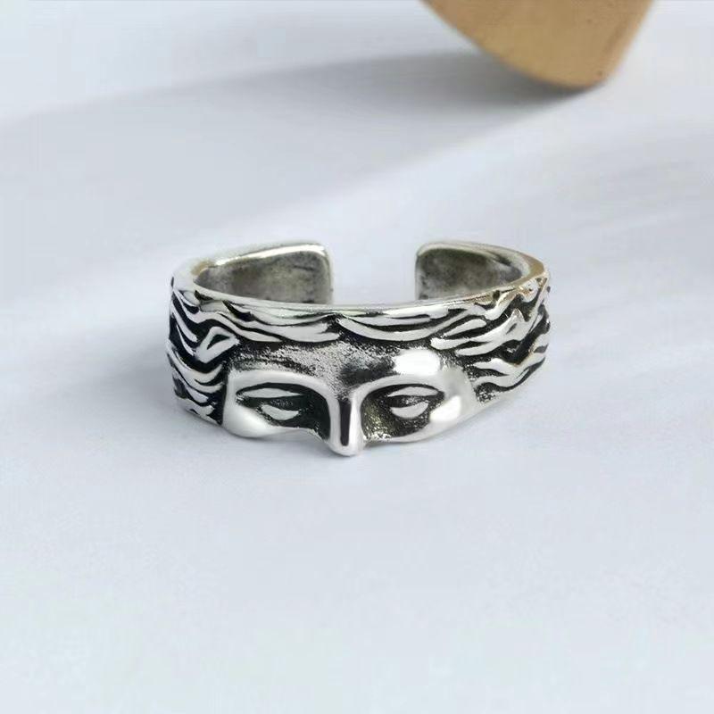 Creative Half Mask Retro Ring, Unisex Cool Style Fashionable Opening Adjustable Ring Fashion Jewelry