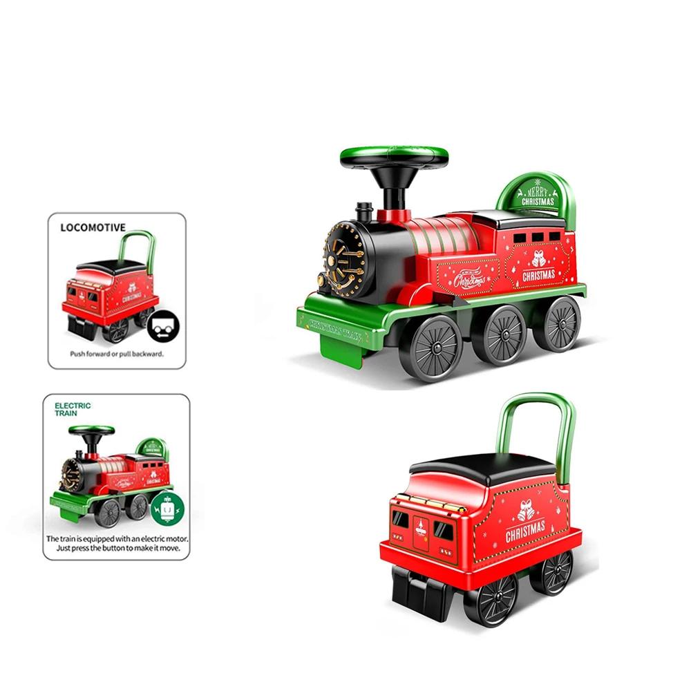 Non-Toxic Ride-On Train With Track Children Toy Train With Lights Sounds And Storage Seat Riding Fun Toys For Kids Christmas Gifts