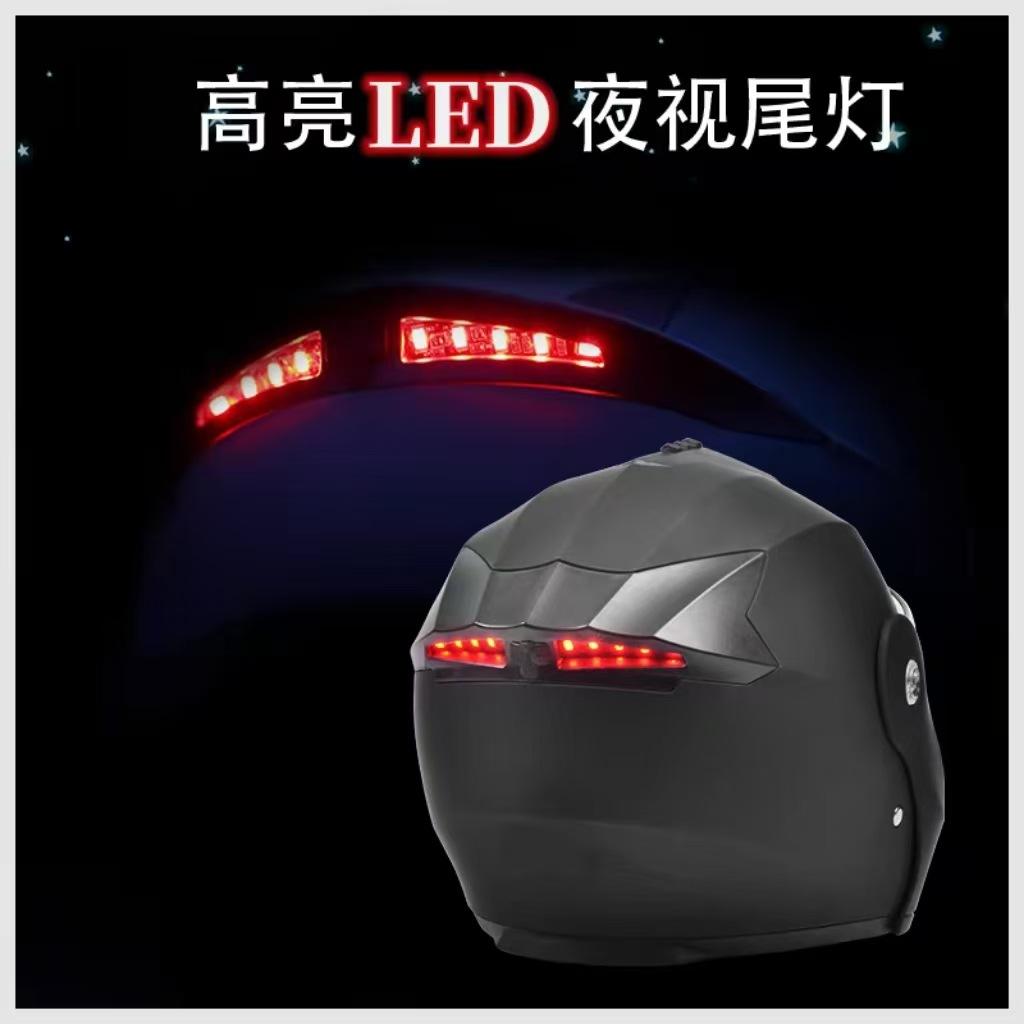ABS Material LED Rear light open-face motorcycle helmet, unisex, suitable for all seasons, racing motorcycle warm helmet