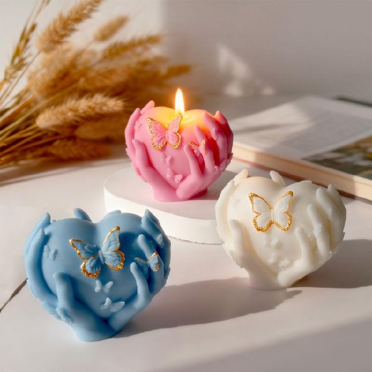Professional Silicone Candle Mould Set Heart And Butterfly Shape Heat Resistant Food Safe Materials For Art Projects