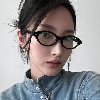 Gm The Same Fashionable Small Oval Intellectual Plain Glasses Can Be Matched With Degree Nerd Frame Female High Myopia