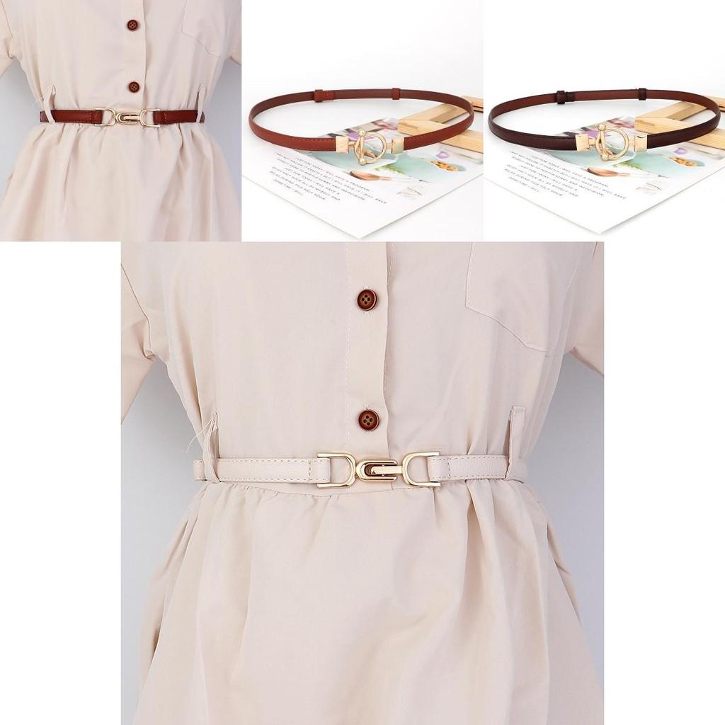 Elegant Women Pu Leather Thin Waist Belt With Letter Embellishments For Daily Wear