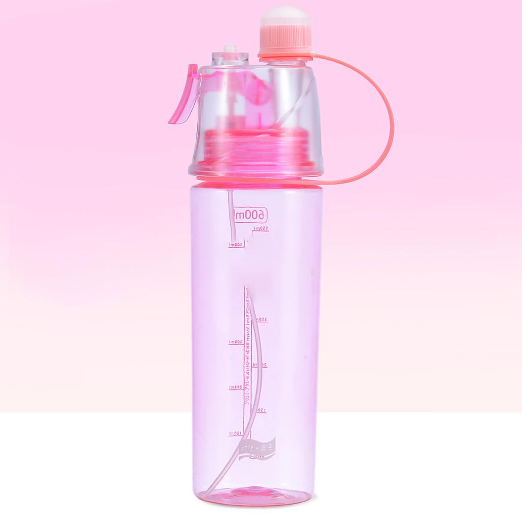 Flacone Spray Acqua Scala Trasparente 600ml Grande Capacità Plastica per Sport Escursionismo Picnic Rosa