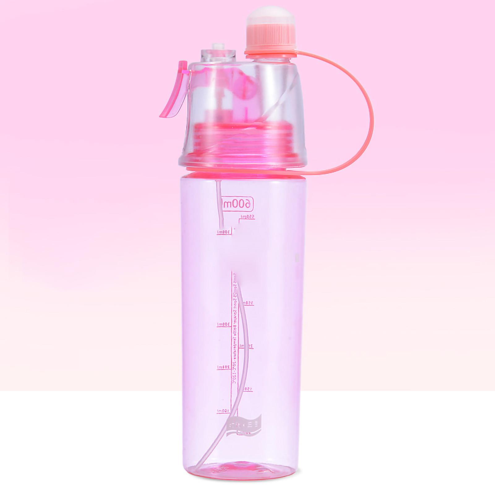 Shoemst Pink Water Spray Bottle Clear Scale 600Ml Large Capacity Plastic For Sports Hiking Picnic