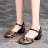 Women Shoes Summer Sandals Genuine Leather 2024 New Fashion Buckle Strap Print Retro Handmade Concise Leisure Ladies Sandals Casual Shoes