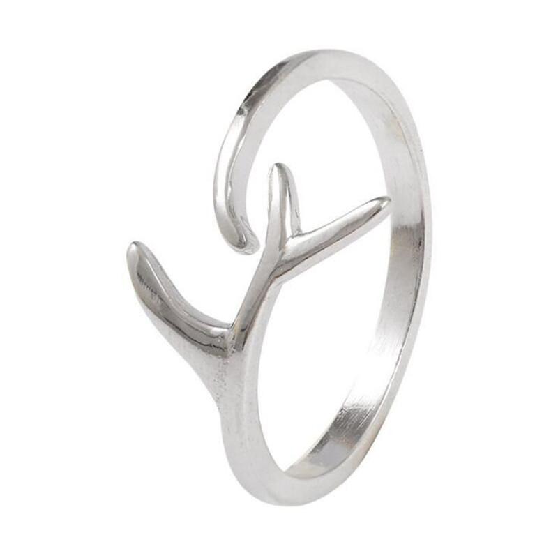 Fashion Antlers Smooth Temperament 925 Sterling Silver Jewelry Personality Geometric Branches Simple Opening Rings TYB002