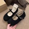 Fashion Buckle Strap Ladies Mary Janes Flats with Fur Shoes Round Toe Female Plush Footwear Women Flats Warm Shoes