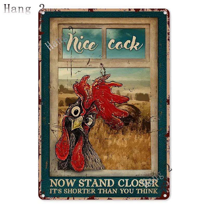 Funny Chicken Coop Sign Slow Chickens At Play Caution Vintage Chicken Warning Tin Signs for Farmhouse Gate Fence Wall 8x12 Inch