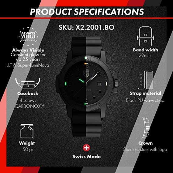 Luminox Sea Bass Carbonox Matte Black 44mm Model Swiss Made Watch X2.2001.BO