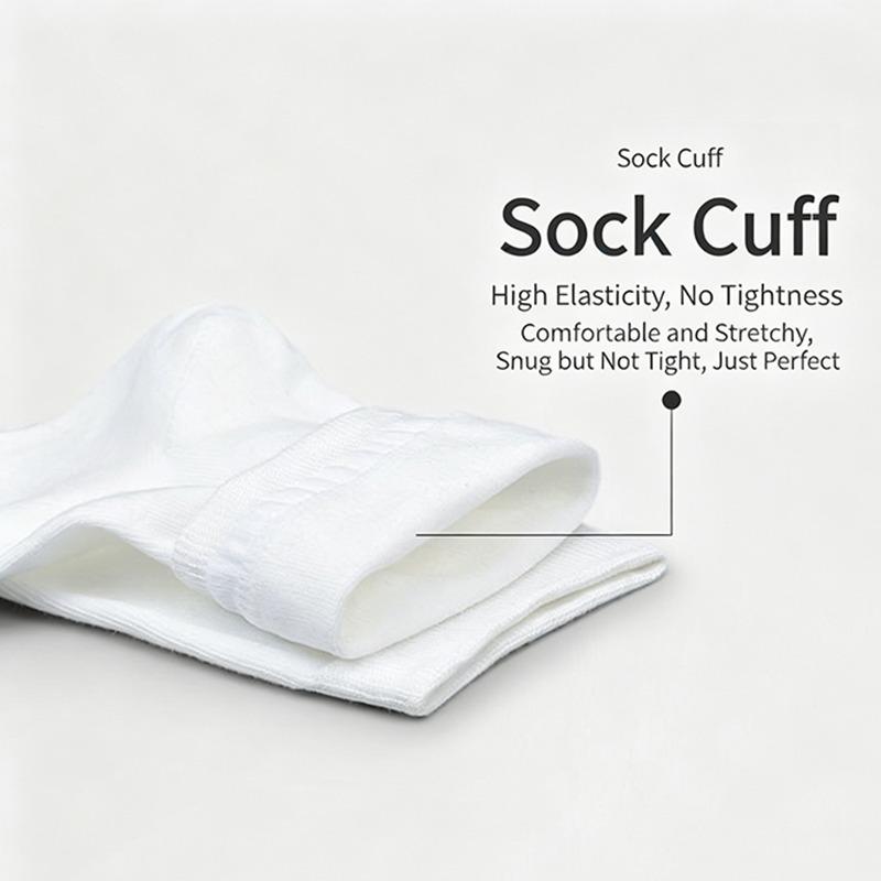 Men's 5 Pairs Mid-Calf Socks All-Season Soft Cotton Business Breathable Moisture-Wicking Solid Color Comfortable Premium Quality