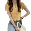 Fashion Hollow Out Thin Knit Short-sleeved Cardigan Tops Summer Casual Summer Essential Comfort and Style Slim Fit Pullovers Tees