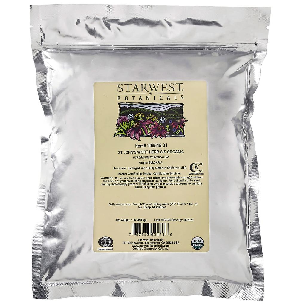 Organic St. John's Wort Herb C/S, 453.6G(1Lb)
