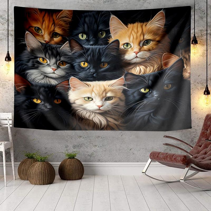 Crystal Cats Fantasy Tapestry Room Decoration Wall Hanging for Living Room Bedroom, dormitory, Birthday and Christmas gifts