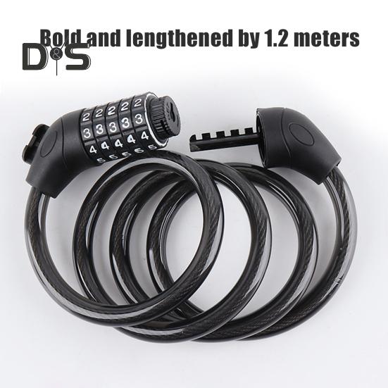 Bike Cable Lock with 5 Digits Shear-Resistant PVC Coating Universal Anti-Theft Security Protection Bicycle Scooter Safety Lock