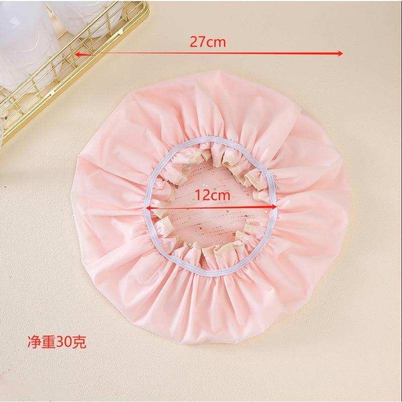 Double-layer Shower Cap  Waterproof Hair Cap  Gold-embossed Printed Polyester-cotton PEVA Shower Cap  Women's Bathing and Bathing Style