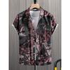 Camicia Hawaiana Morbida da Uomo Estiva con Stampe Vivaci di Foglie della Giungla e Fiori Esotici Collo a Revers Bottoni Top Abbigliamento Unisex Oversize