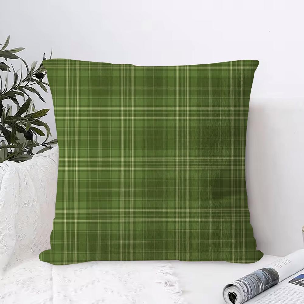 

Retro g-green plaid Pillow Case Square Pillow Bedroom Sofa Leisure Comfort Cushion Living Room Home Decoration 12x12Inch