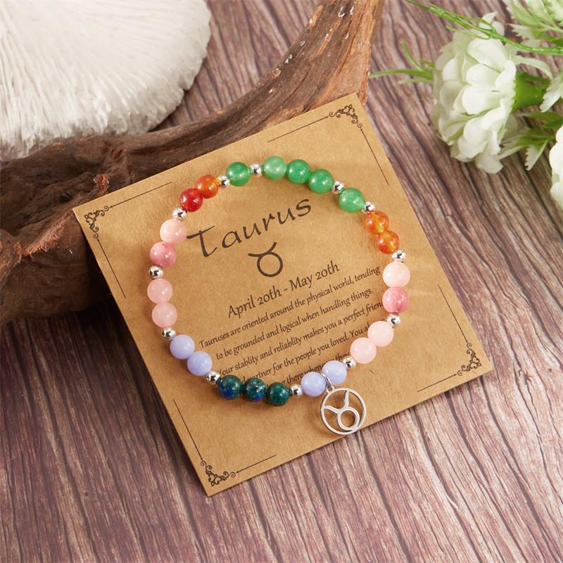 Twelve Constellation Beaded Bracelet With Natural Stones For Women Gift Ideas