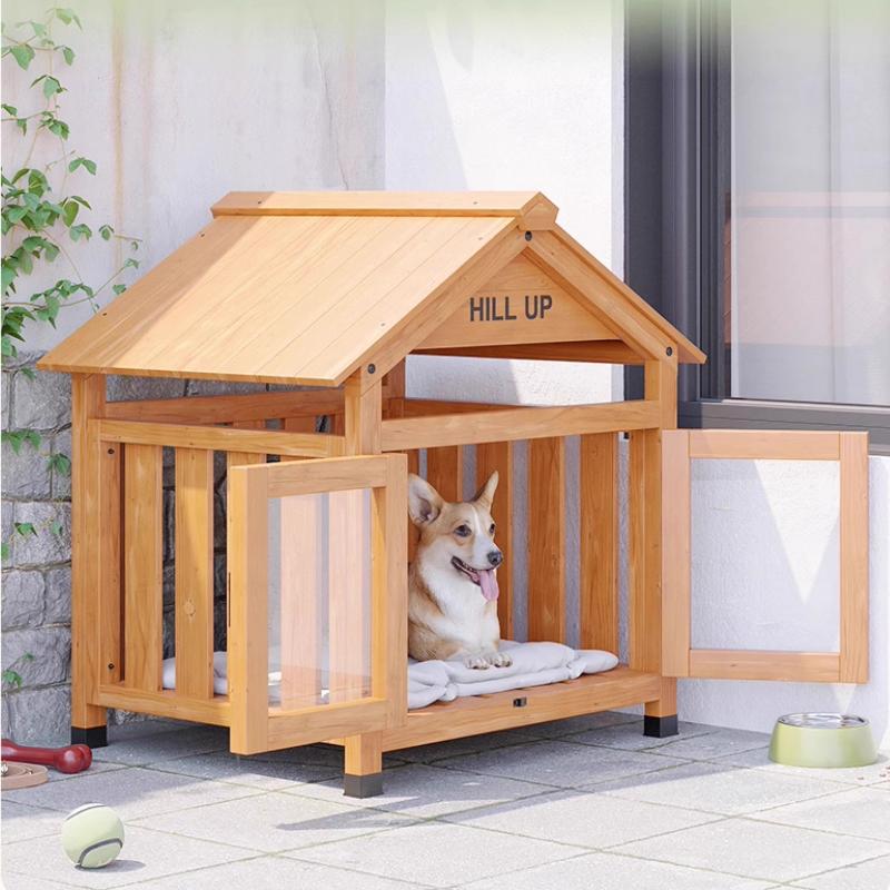 Four Season Universal Wooden Dog House Outdoor Waterproof Shelter for Large Dogs Elevated Kennel with Sunscreen Roof Dog Cage