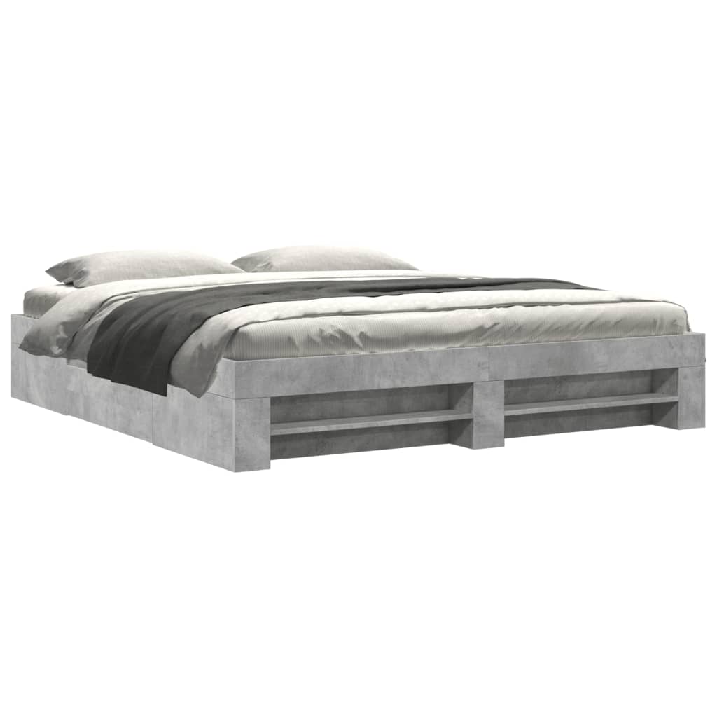 Bed Frame Concrete Grey 200x200 cm Particleboard