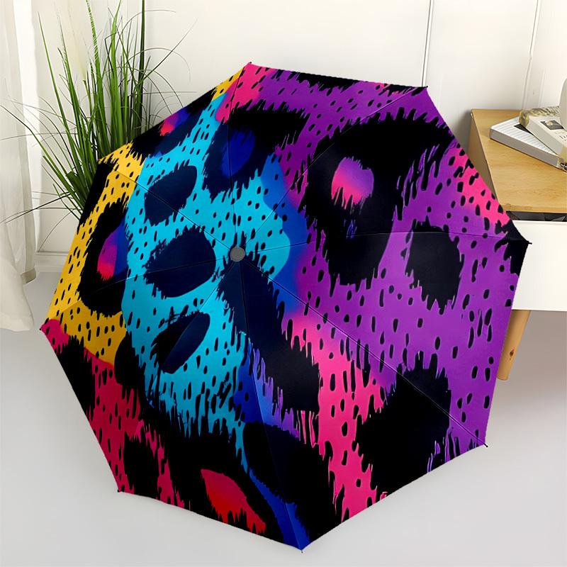 

1pc Colorful Leopard Automatic Opening/Closing Umbrella with Operation & Windproof Canopy - Folding Design, Holiday Gift yy260225137