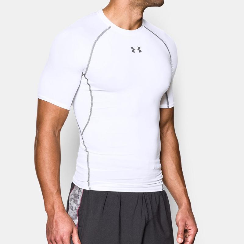 Under Armour Training Sports Compression Short Sleeve Tee Men Tops White 1257468-100