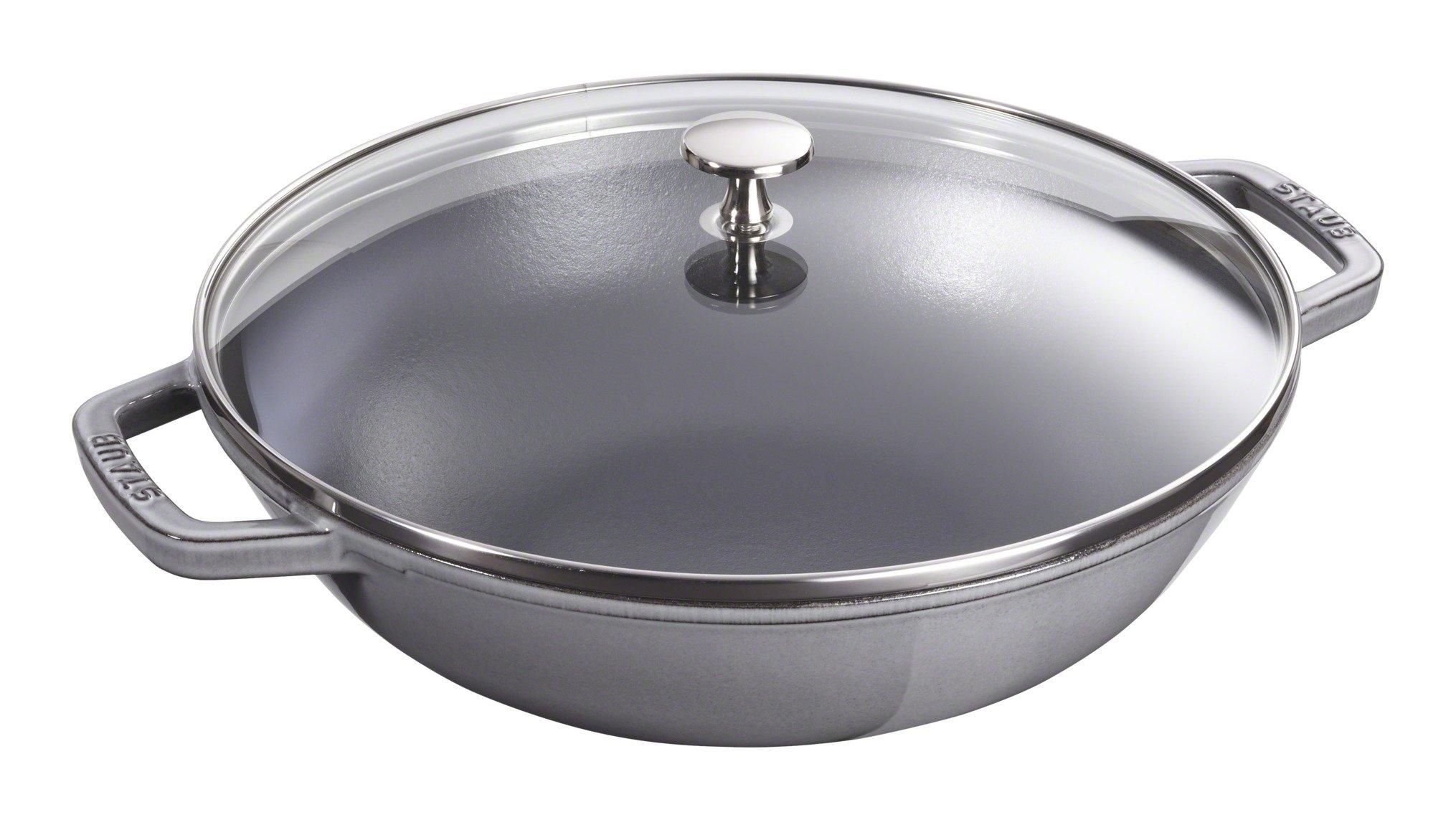 

Staub Pan Gray Large Cast Iron Enamel Pot IH Compatible Japanese Speciality Multi 30cm Two-handed [Official Product] 40511-462 сірий колір